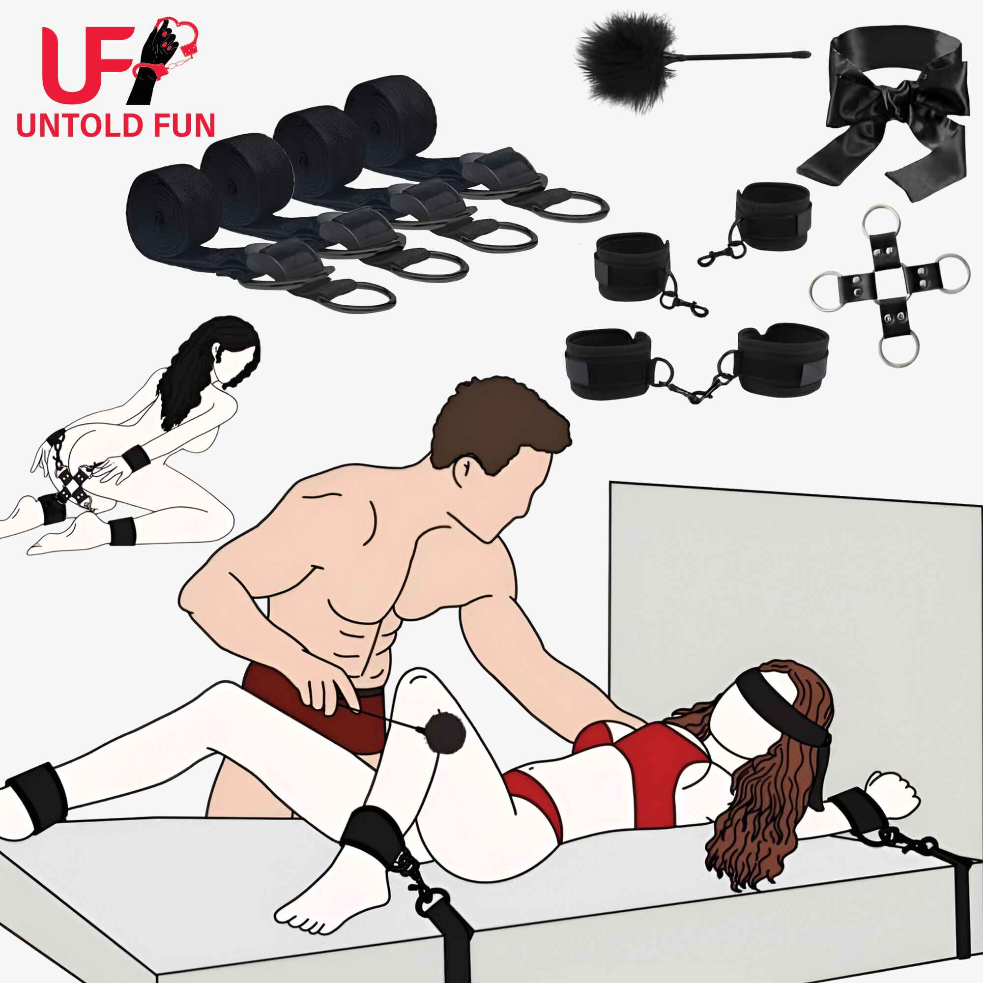 Premium Bed Restraints Kit for Couples-Adjustable, Discreet & Built for Play