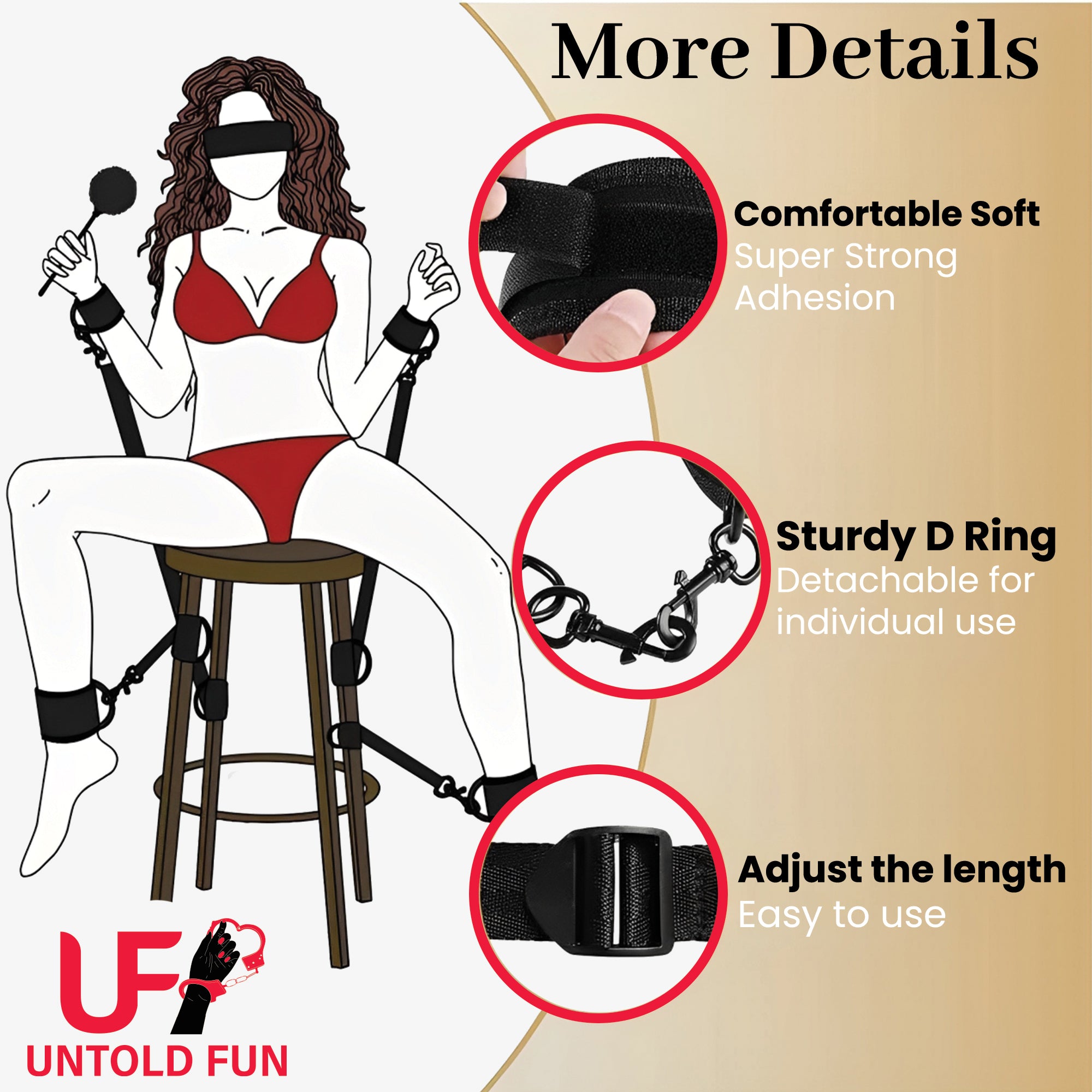 Premium Bed Restraints Kit for Couples-Adjustable, Discreet & Built for Play