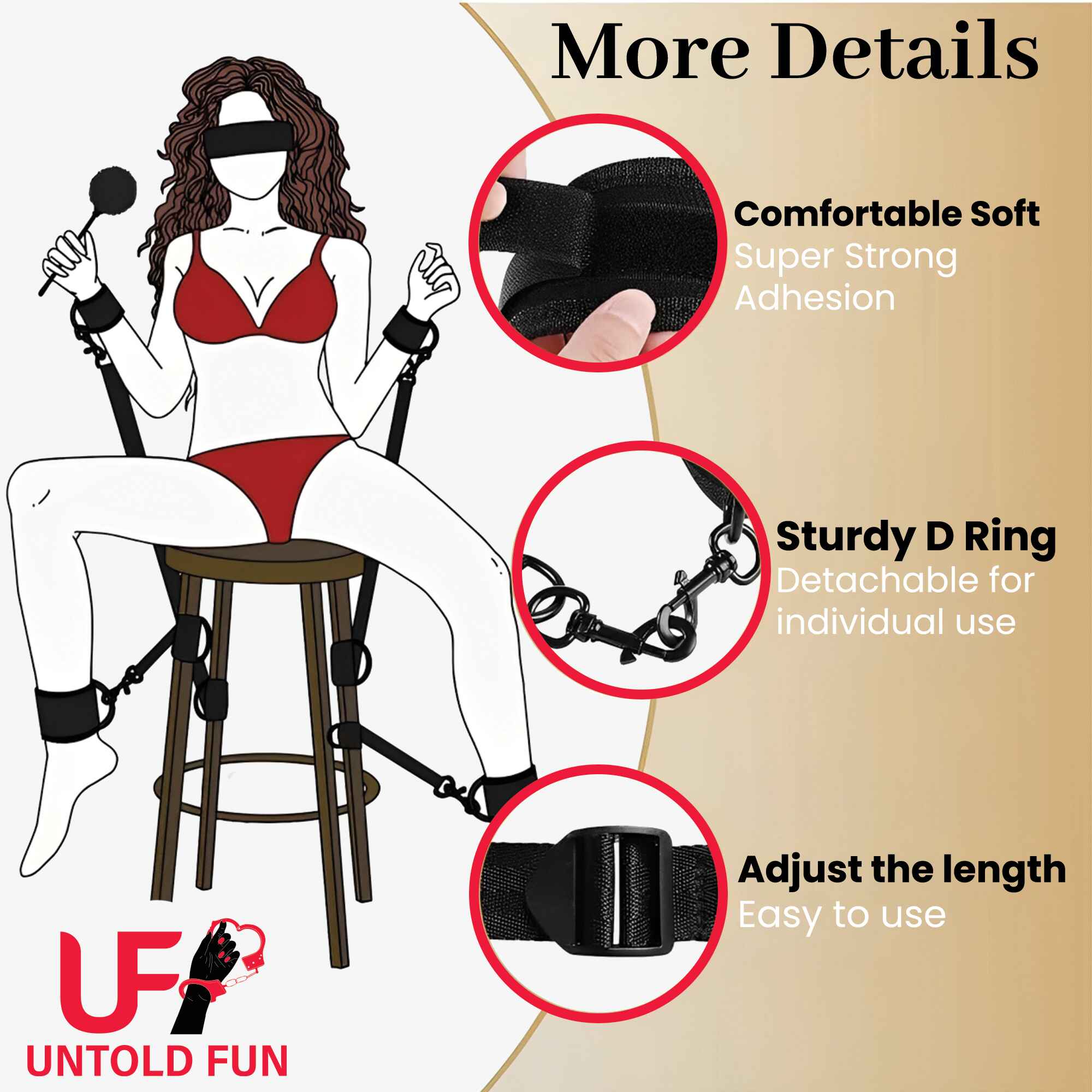 Premium Bed Restraints Kit for Couples-Adjustable, Discreet & Built for Play