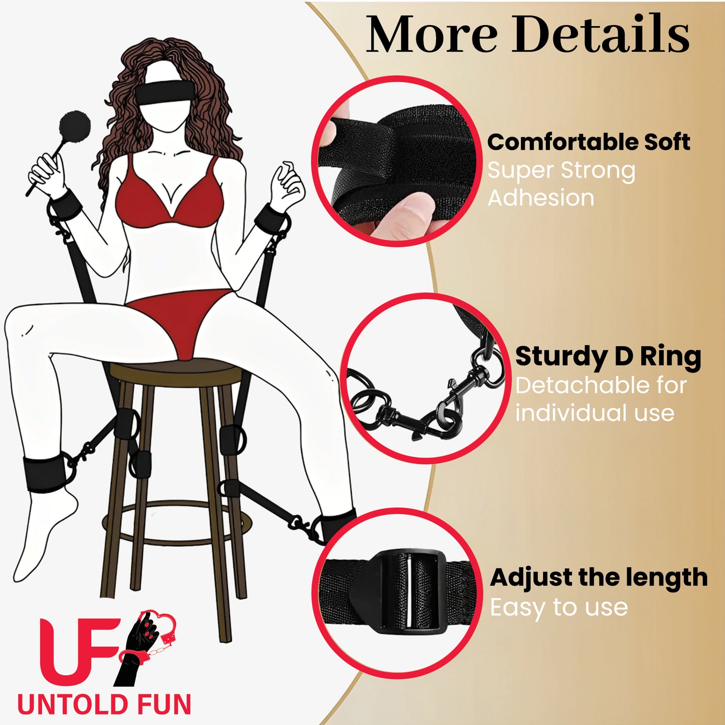 Premium Bed Restraints Kit  for Couples-Adjustable, Discreet & Built for Play